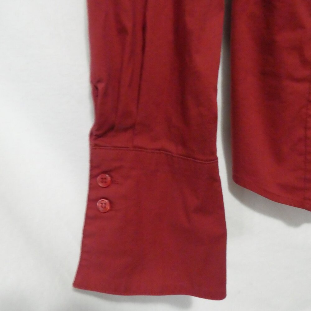 SMART SET | small | Elegant Red Long Sleeve Button-Up Shirt - Picture 6 of 16